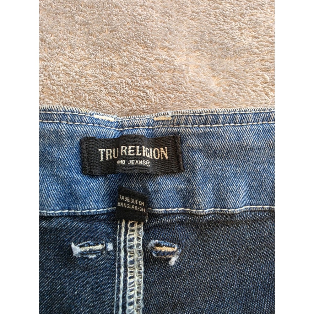 True Religion Low Rise Carpenter Jeans Wide Leg Double Knee Blue Denim W30 - Picture 4 of 7